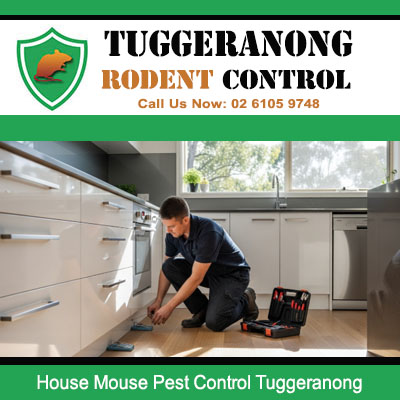 Tuggeranong pest control technician conducting thorough kitchen cabinet inspection for house mouse infestation and nesting activity